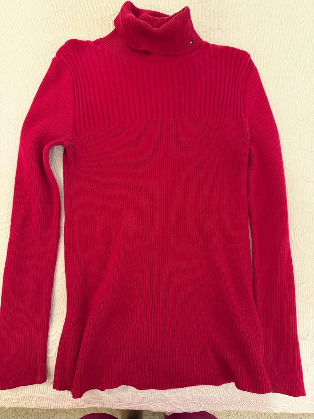 Vintage Tommy Hilfiger Red ribbed Turtleneck Size L Indie Preppy Coquette